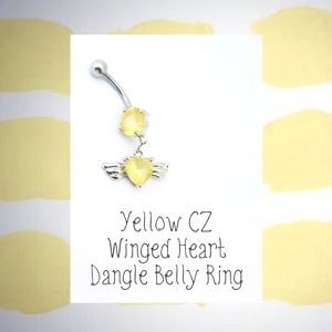 5/$10 | Yellow CZ Winged Heart Belly Ring